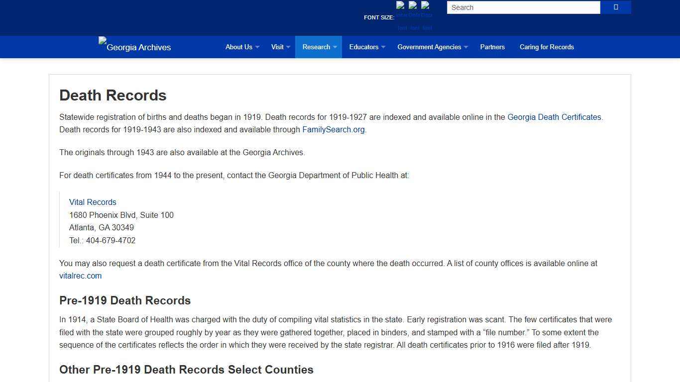 Death Records Georgia Archives